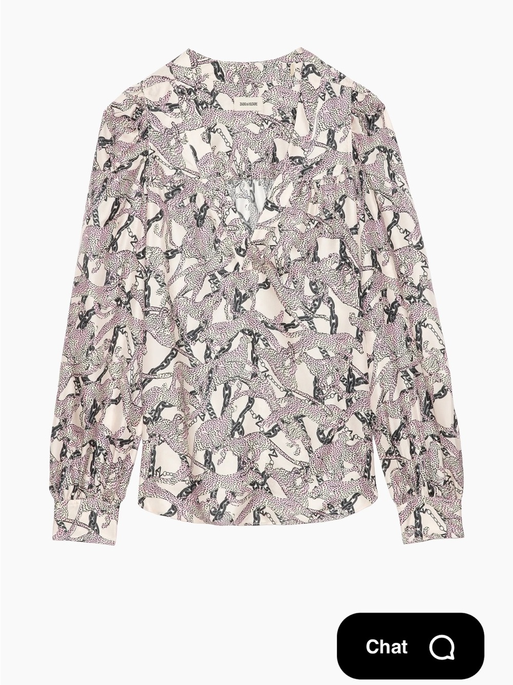 Zadig & Voltaire Cream Blouse with Pink and Black Print